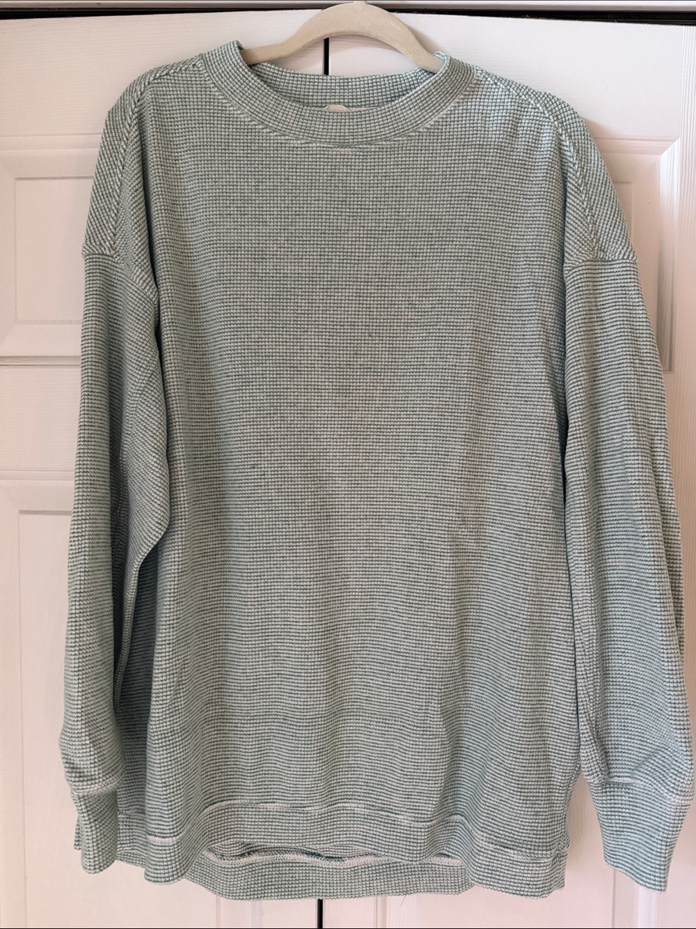 Women’s Crewneck Waffle Knit Sweater - Light Sage